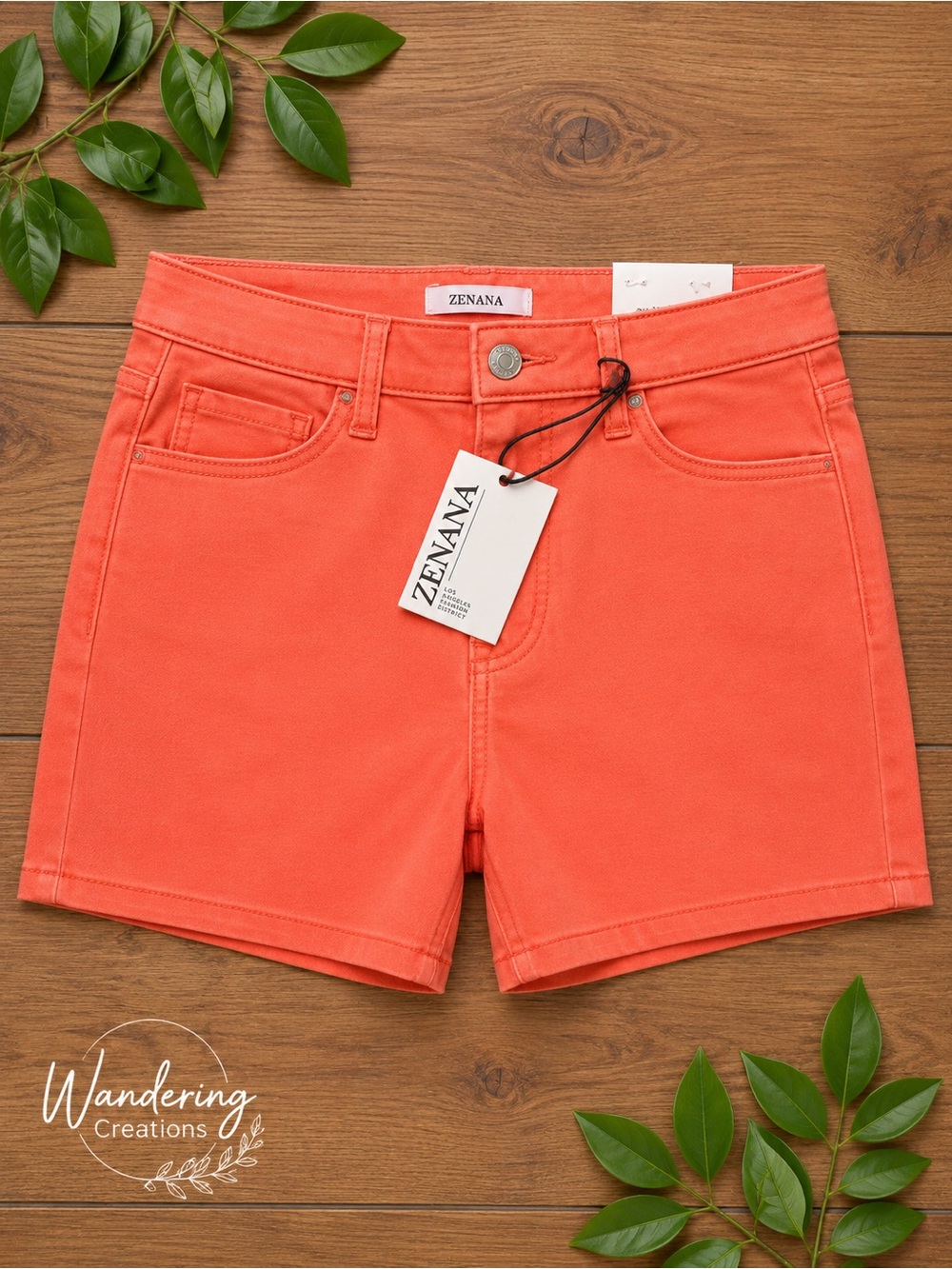 Zenana Coral High-Rise Denim Shorts